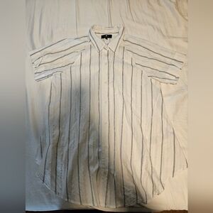 7 for All Mankind Womens Shirt Size XS White Stripe Button Top